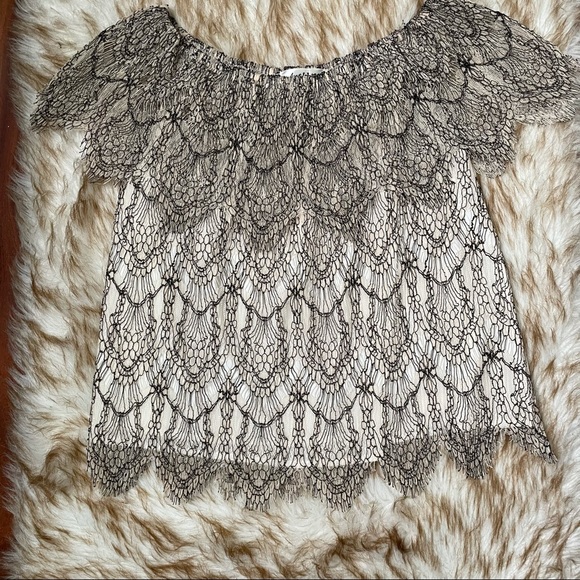 Scalloped lace off shoulder top - Picture 4 of 7